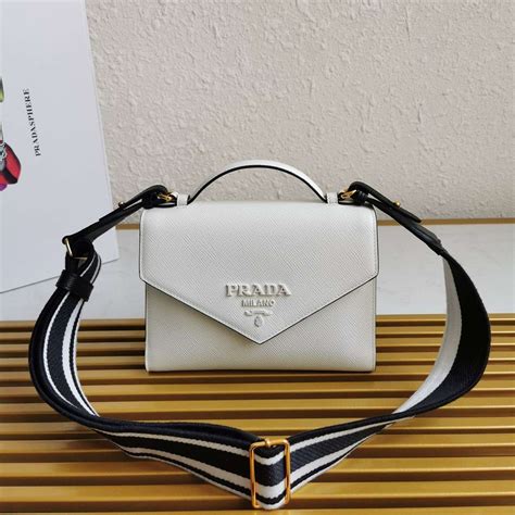 prada monochrome small saffiano leather satchel|White Prada Monochrome Small Saffiano Bag .